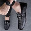 2025 New Crocodile Pattern Beanie Shoes Men's Shoes Trendy Fashion Versatile Soft Sole Soft Surface One Pedal Casual Men's Shoes