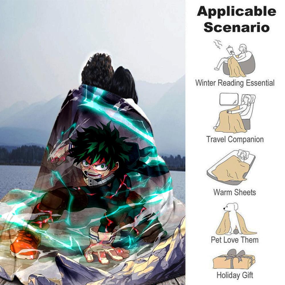 Powerful Anime Hero Flannel Blanket Super Soft Warm Cozy Blanket For Sofa Bed Office Travel Allseason Home Decor Gift