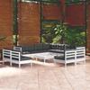 12 Piece Garden Lounge Set with Cushions White Solid Pine Wood