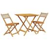 VidaXL Ensemble de bistro 3 pcs beige résine tressée et bois massif, ensemble de bistro de jardin, ensemble de balcon, 3281864