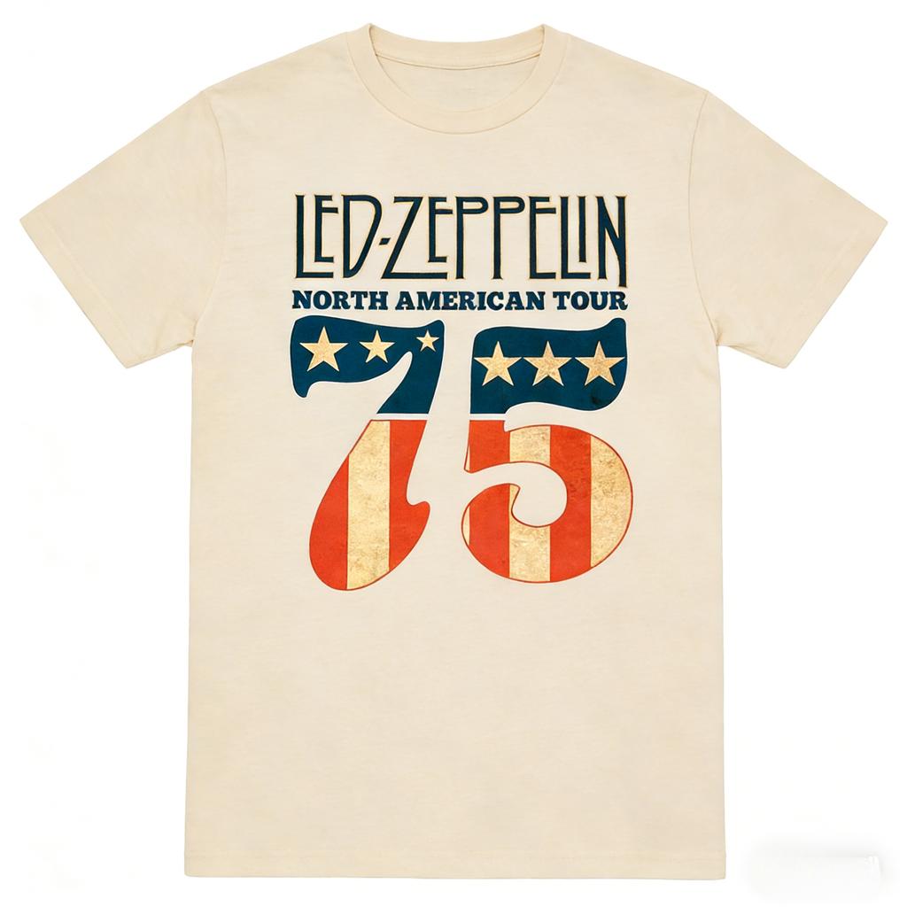 Rock Band Led Zeppelin Unisexs 100Cotton 75th Anniversary Graphics Tshirt Summer Spring Women Oversized Hiphop Y2k Fashion Tshirt