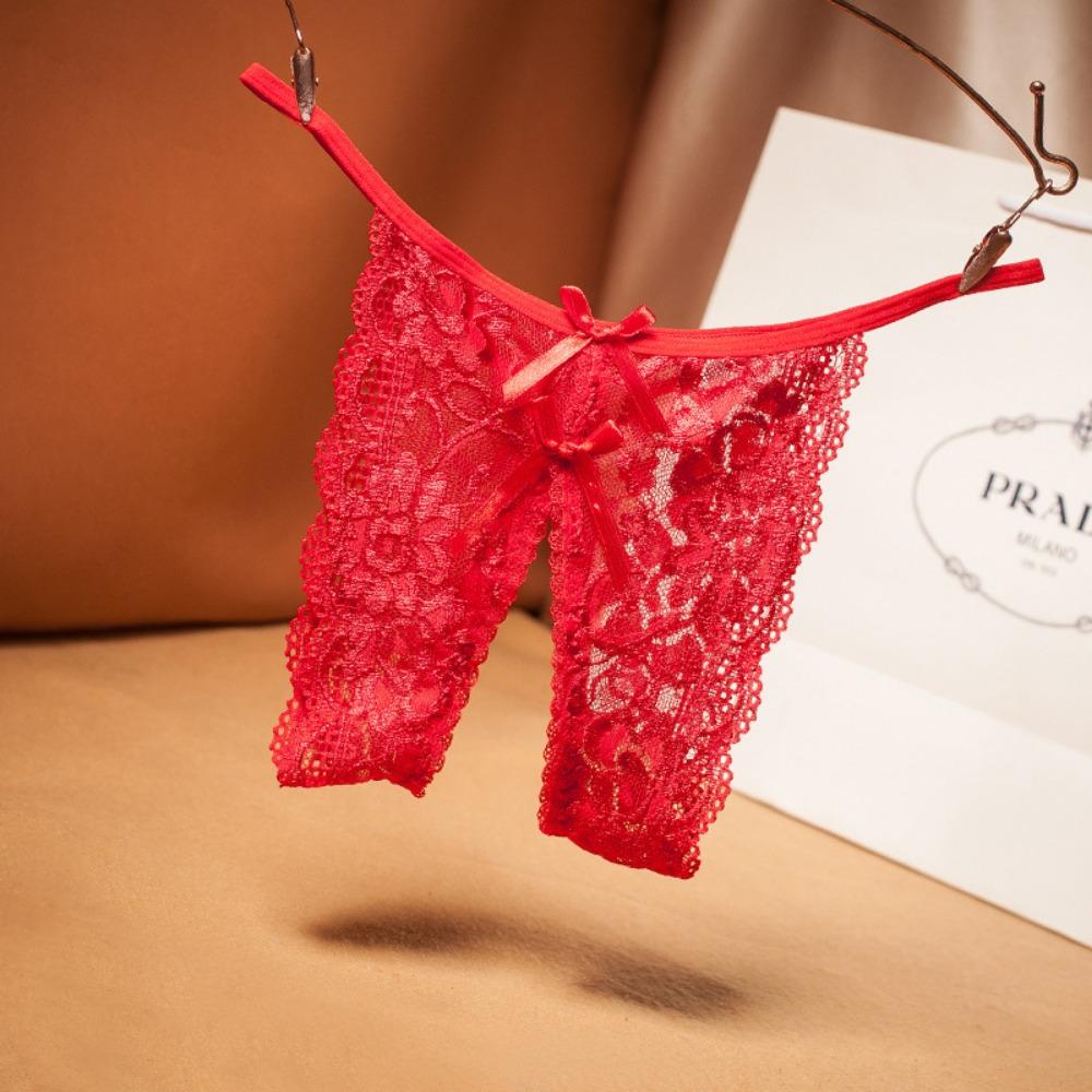Sexy Big Crotch Thong Ladies Transparent Lace Sexy Underwear Panties Open Crotch Panties