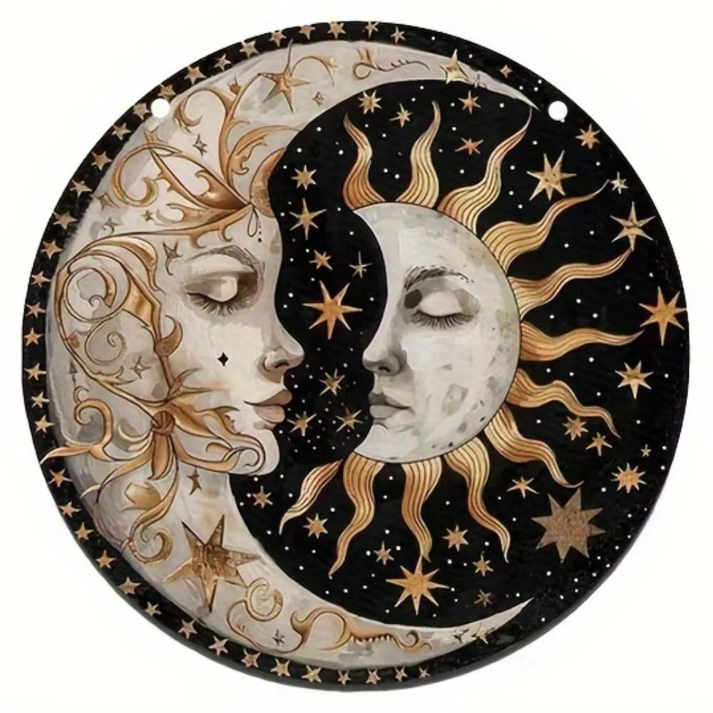 [Rustic Round Wall Decor] Sun and Moon Sign, Round Wall Decor, Classic Style,  Room Decoration, Mother's Day Gift