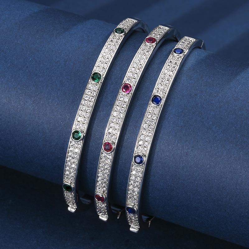 Jewelry Simulation Color Treasure Corundum Retro Full Diamond Bracelet Female