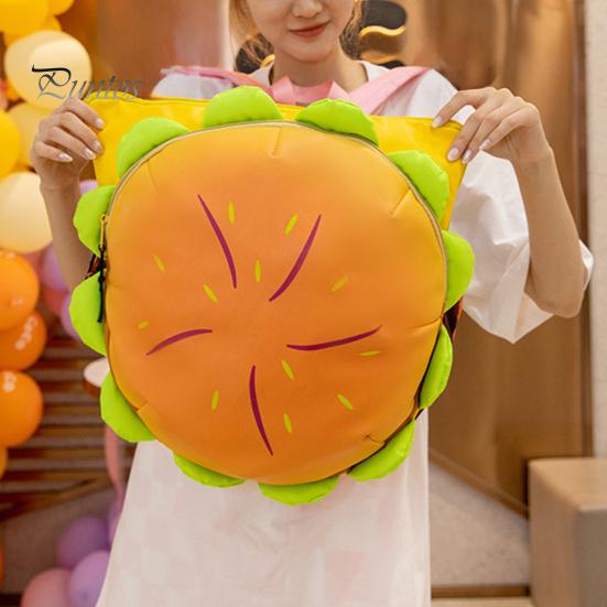 Batoh na hamburger s nastavitelnými popruhy, realistický 3D design, velká kapacita, prostorné přihrádky, úložný pouzdro na batoh na cheeseburger