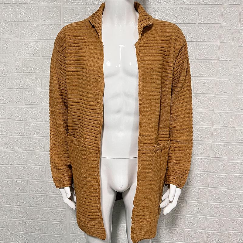 Men's Solid Color High Neck Long Sleeve Knit Cardigan Sweater - 2025 Autumn/Winter Collection