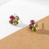Colorful Crystal Flower Stud Earrings, Fresh And Simple Temperament Earrings, Sweet Candy-Colored Diamond Earrings.