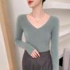 Women's V-Neck Cashmere Pullover - Loose Fit Solid Color Base Layer for Autumn/Winter