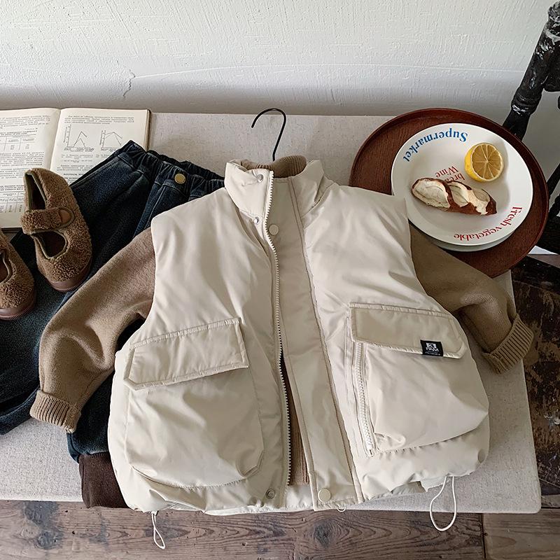 

Kino Зимовий стьобаний жилет - Хлопчача куртка в корейському стилі, товста, тепла, на бавовняній підкладці 100 cm білий