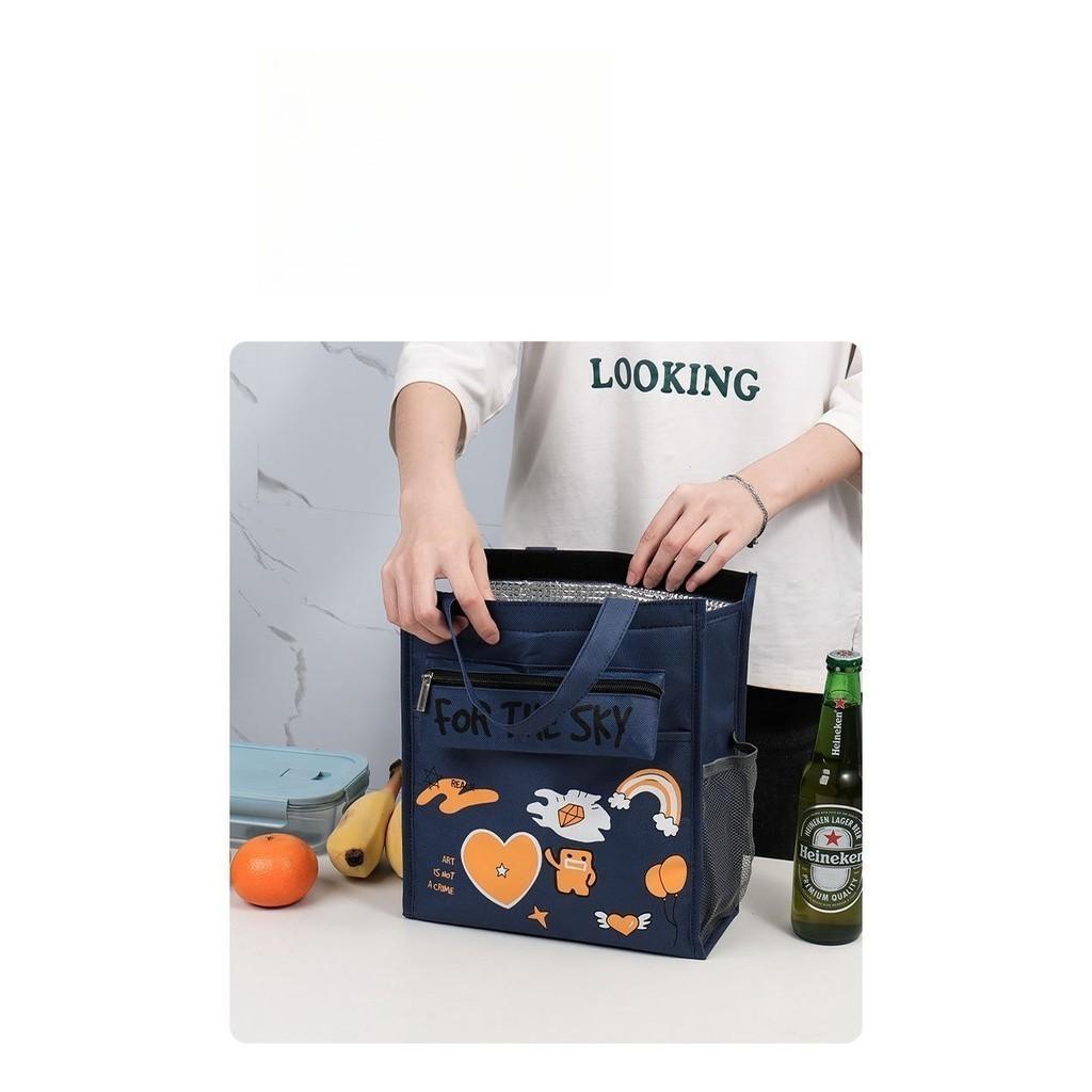 Lunch Box Handbag Student Cartoon Lunch  Bag with Large Capacity Thickened Insulation Cute Children's Hand-held Bento Lunch Bag Student Tutoring Bag