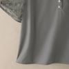 ZANZEA Women Casual V-Neck Mesh Splice Half Sleeve Blouse
