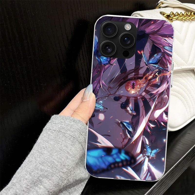 Akaza Demon Slayers Coque pour iPhone 13 12 Mini 11 Pro Max Housse de Téléphone Souple X XS XR 7 SE 8 Plus 6 6S 5 5S Silicone Noir Capa