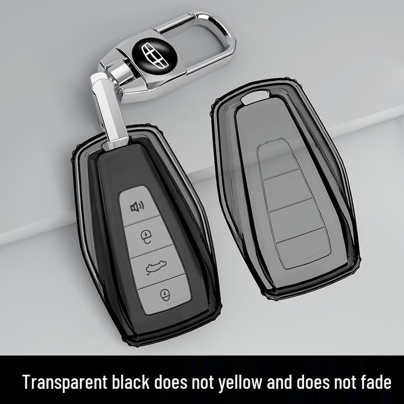 Pouzdro na klíč Geely pro Boyue, Binrui, Xingrui, Geometry E, Emgrand, Icon, Vision, Xingyue L - Průhledný obal s přezkou
