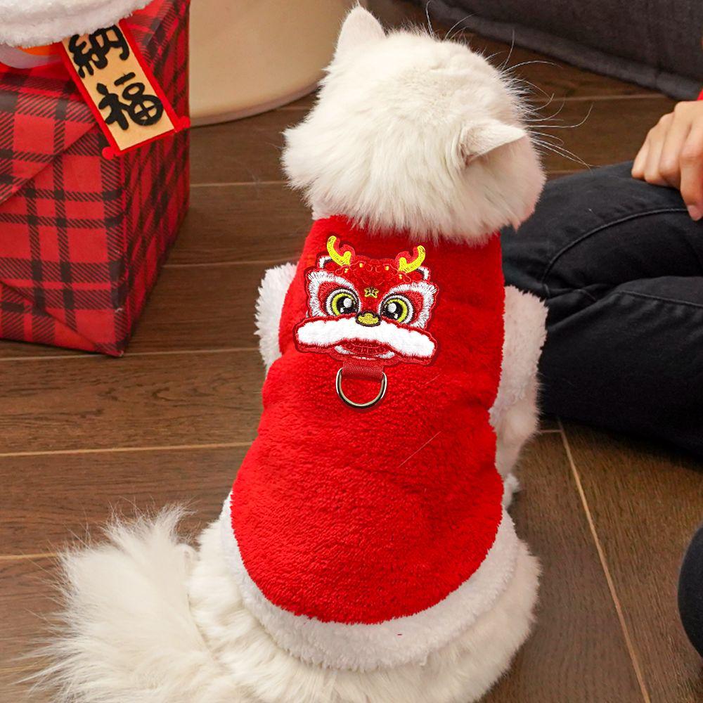Cat & Dog New Year Festive Hoodie - Warm Blue Anti-Shedding Winter Outfit