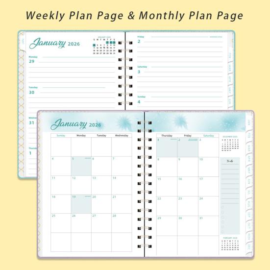 2026 Weekly Monthly Planner Portable A5 Size Agenda Notepad Stylish Design Schedule Book School Supplies