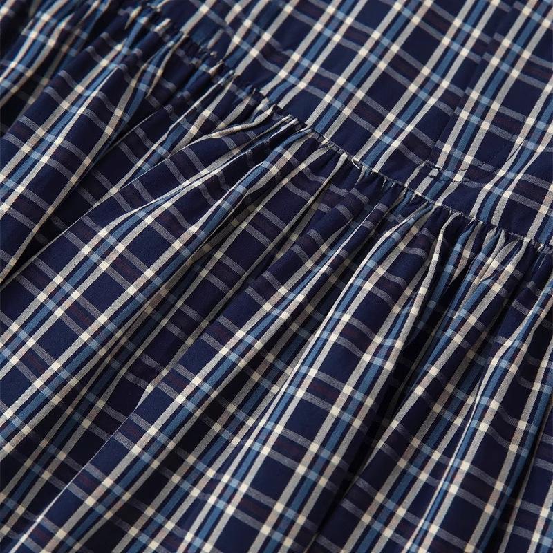 European American Fashion Plaid Midi Skirt with Versatile Belt
