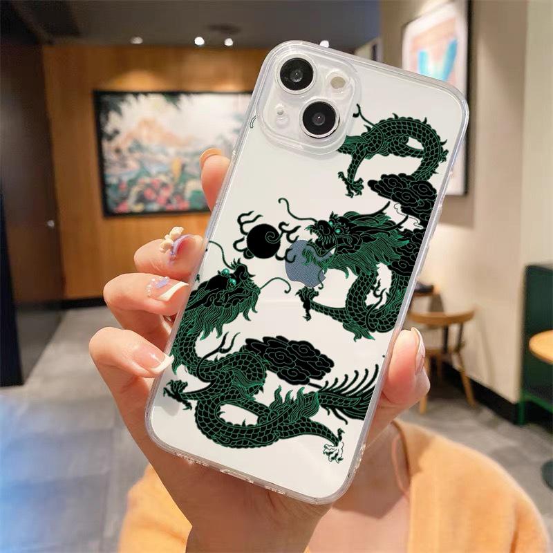 

Модний прозорий чохол для телефону Dragon для iPhone 14 13 11 12 Pro Max X XR XS 7 8 Plus SE М’який силіконовий чохол Luxury Coque Funda Capa iPhone 14 Plus