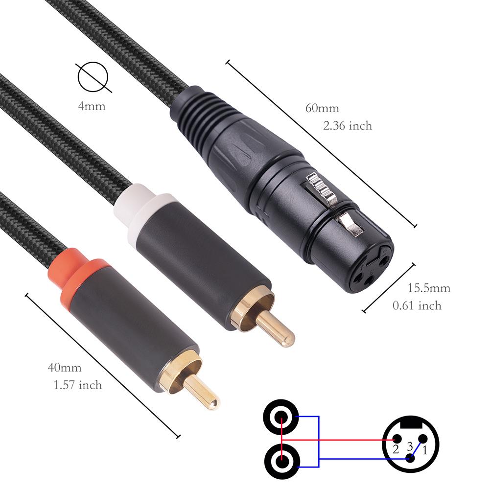 XLR To Dual RCA Y Splitter Cable Anti Shielding Stereo Audio Cable Anti-interference Accessories for Mixer Power Amplifier Mic