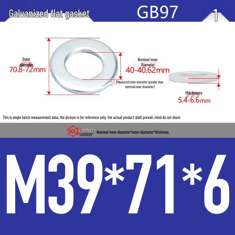 Galvanized Hex Nuts, Flat Washers, Spring Washers in M2-M48, Blue and White Zinc Coated