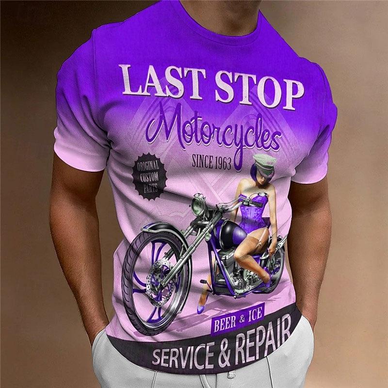 Men's Graphic Motorcycle T Shirt Motorcycle T Shirt Short Sleeve T shirt 3D Print Crew Neck Shirt Vintage Fashion Designer Outdoor Daily