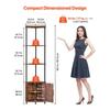 VEVOR 5 Tier Corner Shelf, Tall Corner Stand with LED Light and Doors, Wall Shelves Tower Storage Organizer, Metal Frame & Wooden Shelves