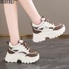 Women's Shoes Autumn and Winter Platform Dad Shoes Small Inner Height Increase Velvet Cotton Shoes Leather Surface Casual Sports