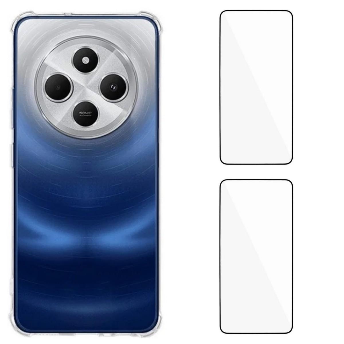 

For Xiaomi Poco C75 4G TPU Case WANLONFENG WL3 Series 1.5mm Phone Cover with 2Pcs Tempered Glass Films Transparent