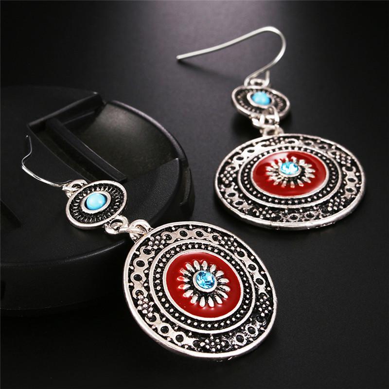 Bohemia Ear Stud Drop Dangle Earrings Long Ethnic Round Earrings Women Jewelry