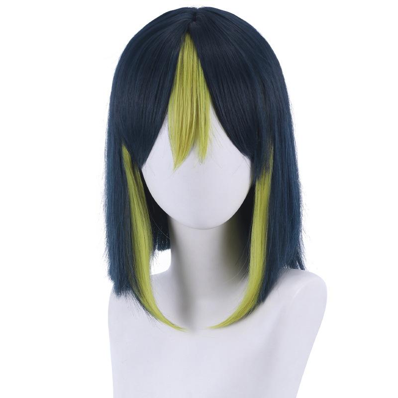 Game Genshin Impact Tighnari Cosplay Wig Tighnari Dark Blue Green Short Heat Resistant Synthetic Hair  Role Play Wigs + Wig Cap