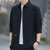 Summer Three-quarter Sleeve Shirt for Men, Thin Hong Kong-style Casual Workwear, Short-sleeved Shirt Coat, Loose