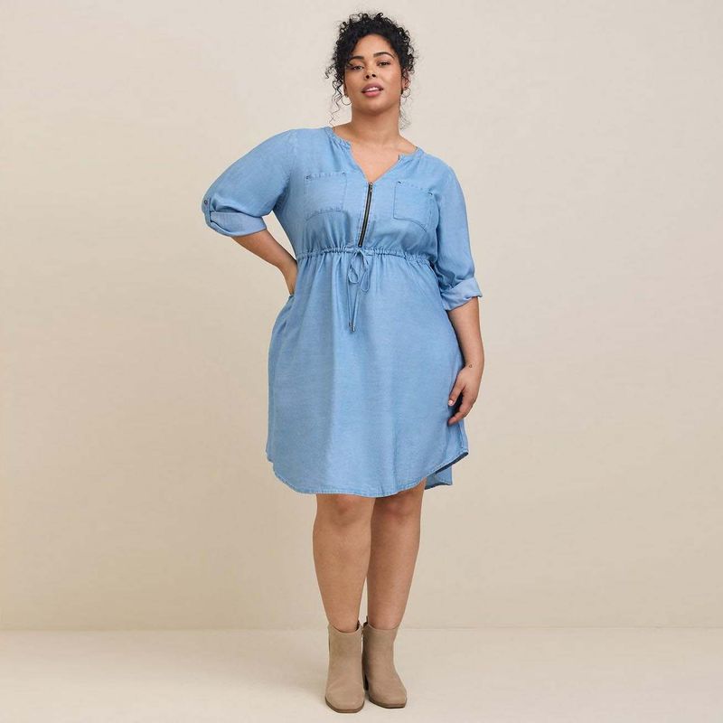 

Инструментальный стиль Лиоцелл Деним Экспорт Экспорт Платье-рубашка No drawstring defective 2 pieces