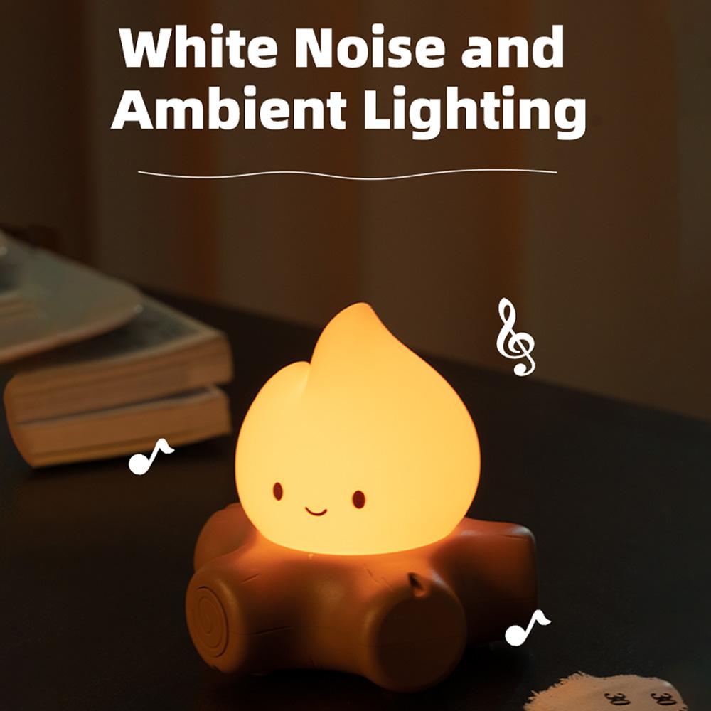 Campfire Night Lights With White Noise Creative Room Decoration Atmosphere LED Light Desk Lamp For Kids Christmas Birthday Gifts