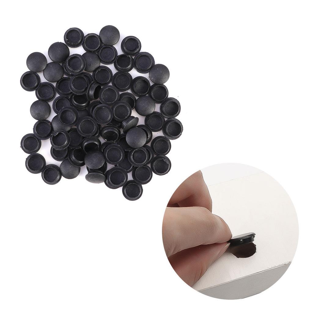 50 Peças Tampas de Parafuso de Dobradiça Plástico 10mm Porta de Armário Janela Tampa Decorativa Ocultar Placa de Dobradiça Parafuso Tampas Preto