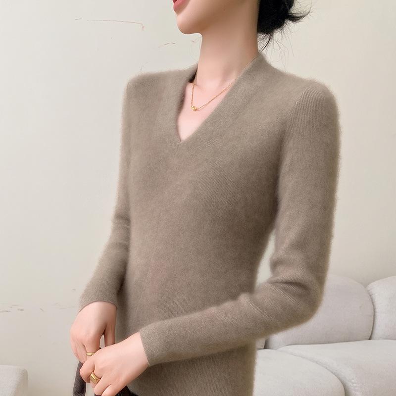 Women's Slim Fit V-Neck Cashmere Sweater - Autumn/Winter 2025 Versatile Lightweight Knit Cardigan