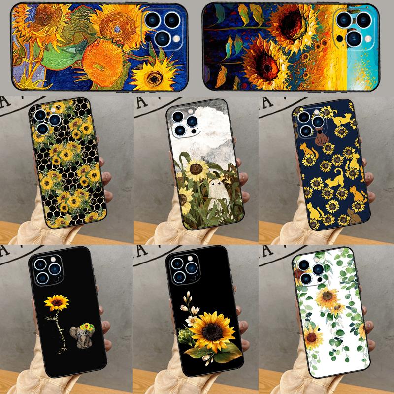 Beautiful Yellow Sunflower Phone Case For iPhone 16 Pro Max 15 13 12 11 14 Pro Max Plus 12 13 Mini XR 16e Funda Cover
