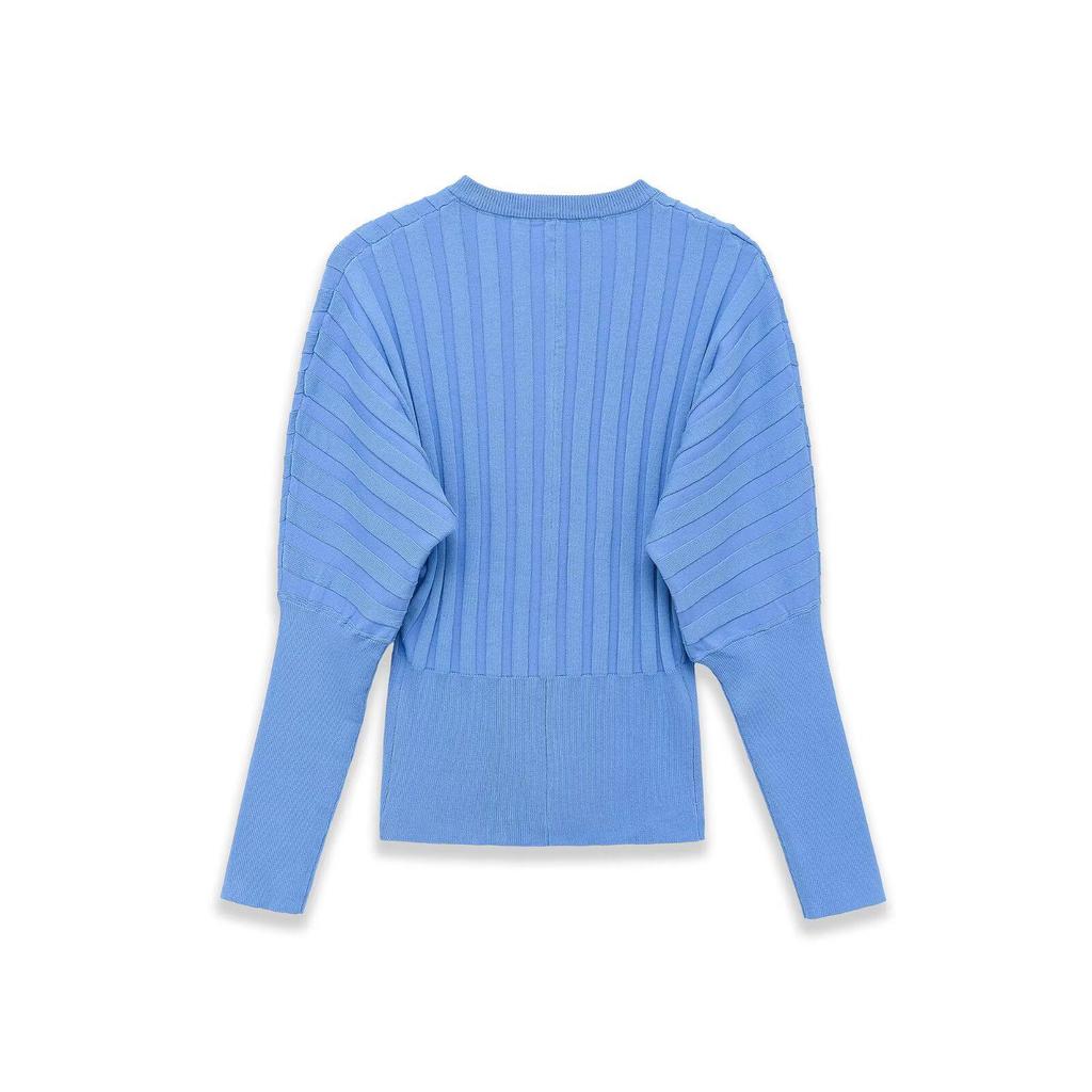 European Style 2026 Spring Women's Pleated Knitwear, Long Sleeve Round Neck, Picture Color, Brand Cut Hang Tag