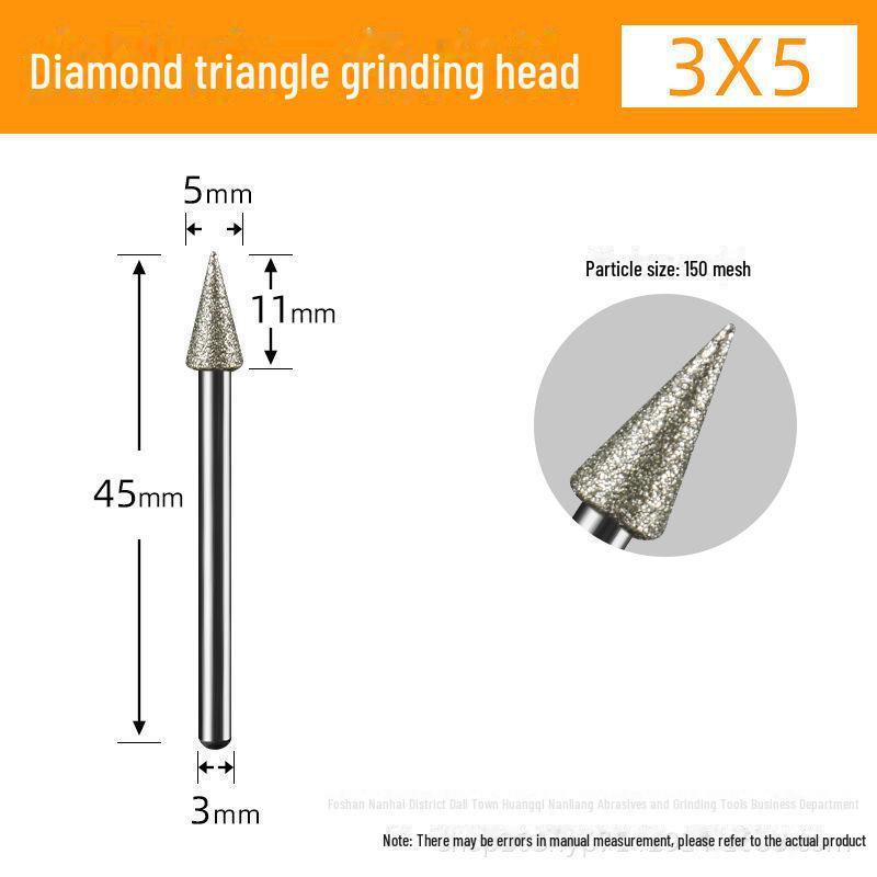 3mm Diamond Grinding Heads for Electric Grinder – Cylindrical, Bullet, Umbrella, Ball Shapes