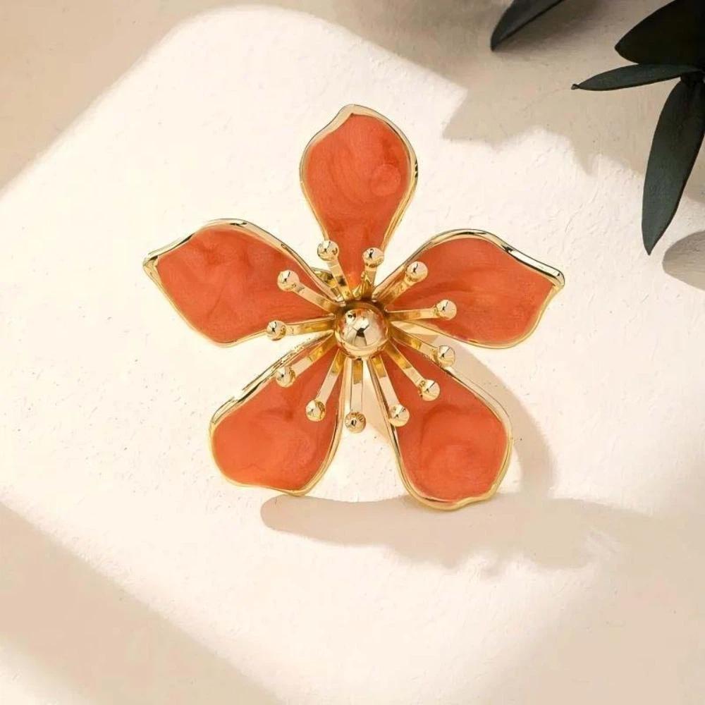 Grote Bloemenring Metaal Bloemblaadje Banket Luxe Emaille Bruidsring Verfijnd Temperament Ring met Brede Opening Sieraden Cadeau