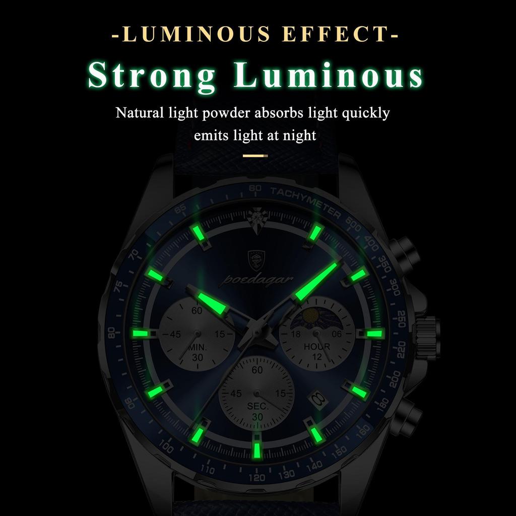 POEDAGAR Luxury Sport Watch For Men Waterproof Luminous Date Chronograph Man Wristwatch Stainless Steel Men's Quartz Watches
