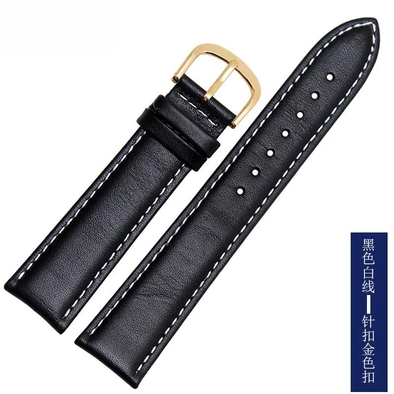 Smooth Genuine Calfskin Leather Watchband 18mm 19mm 20mm 21mm 22mm 23 Soft Straps Automatic Butterfly Buckle Business Watch Band