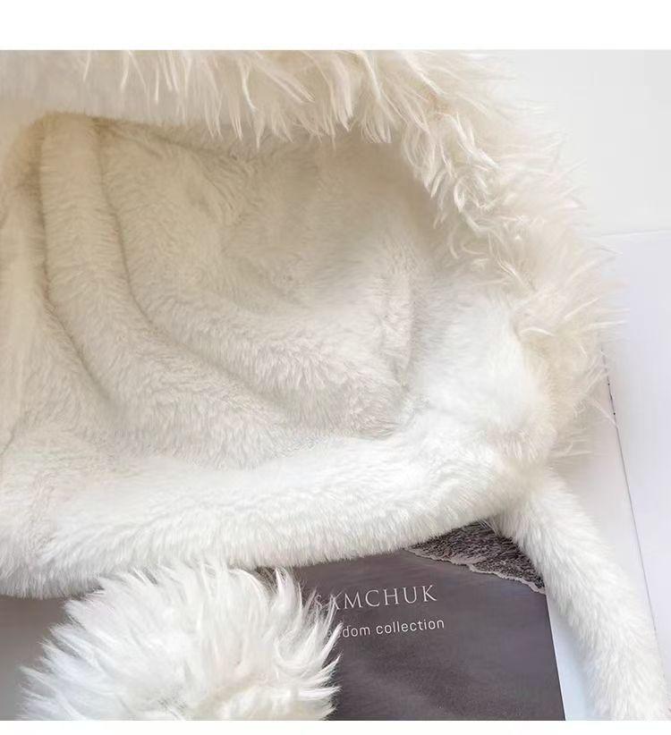 Urocza dwukolorowa pluszowa czapka szczeniaka z rumieńcami i nausznikami dla studentek