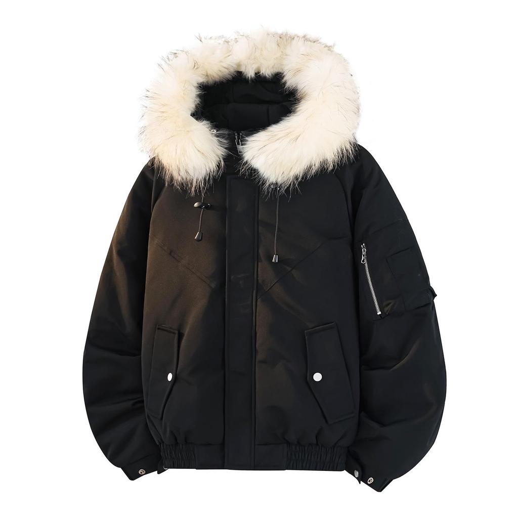 Unisex High-End Winter Trench Coat with Fur Collar, Casual Trendy Thickened Down Jacket