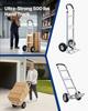 Hand Truck, 226.9 kg Load Capacity, Heavy-Duty Hand Truck Dolly with Non-Slip Wheels & Handle, Aluminum Alloy Portable Trolley Dolly with Tie-down