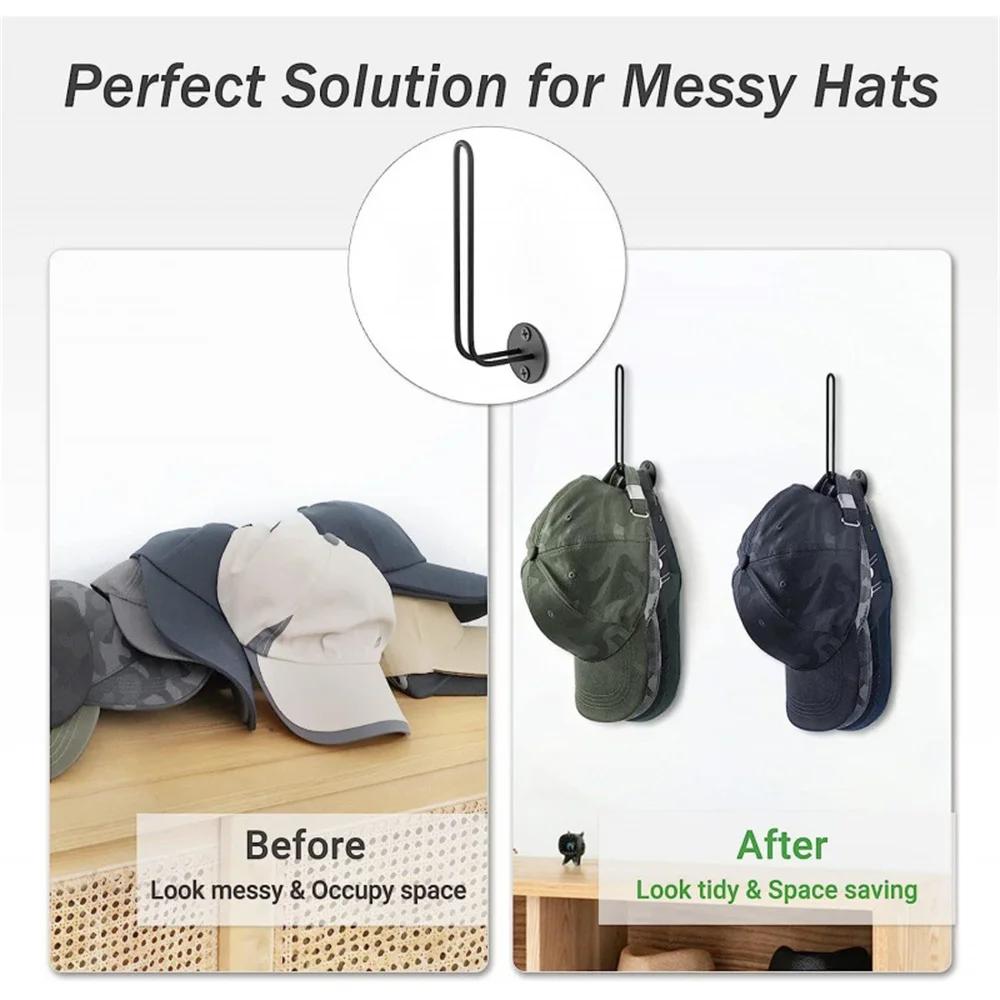 Hats Holder Organizer For Baseball Caps Wall Hanging Caps Rack Space Saving Holder Adhesive Hat Hooks Door Closet Storage Hanger