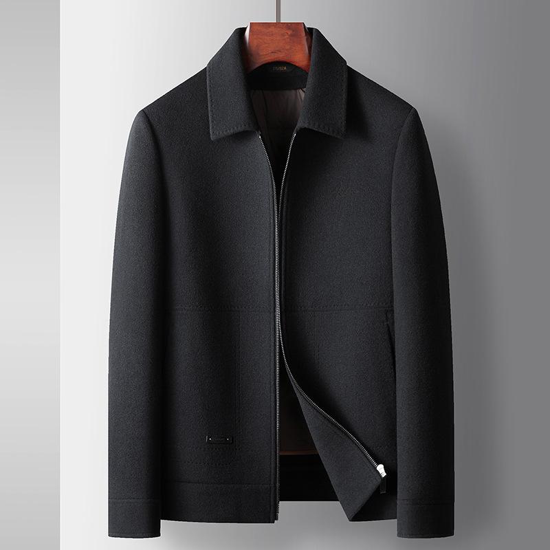 Autumn and Winter Wool Coat Lapel Zipper Version Take-off Down Liner Double-sided Woolen Business Jacket