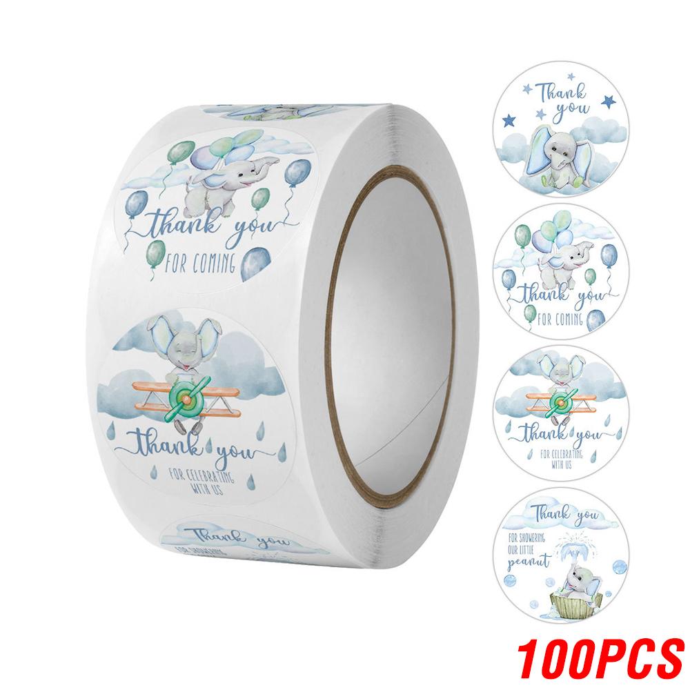 

Thank You Stickers Cartoon Elephant Sticker Gift Present Package Seal Labels Small Business Thanks Stickers 2.5cm 100-500pcs