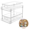2 Tier Closet Organizer Sliding Cabinet Storage Basket Clear Acrylic Stackable Drawer Bathroom Kitchen Under Sink Organizer Tray