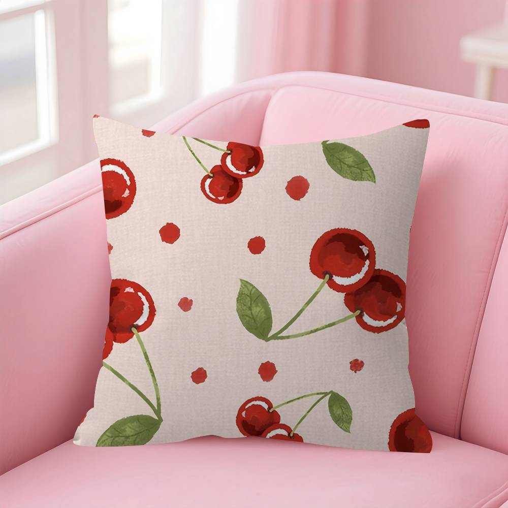 Red Cherry Fruit Creative Personalized Pillow Cover Kids Bedroom Wild Party Decor Pillowcase Kid Birthday Shower Gift