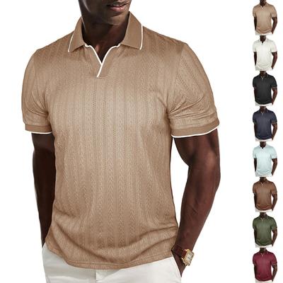 Herren lässiges stilvolles texturiertes Strickoberteil - Herren Stretch Golf Sport Kurzarmoberteil