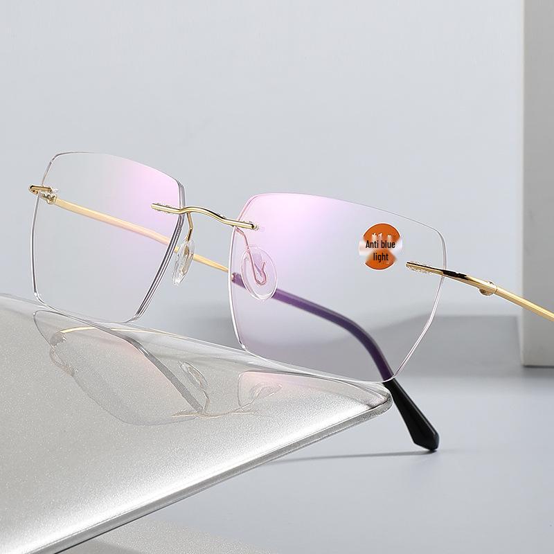 Ultra-Light Frameless HD Reading Glasses with Anti-Blue Light for Middle-Aged & Elderly